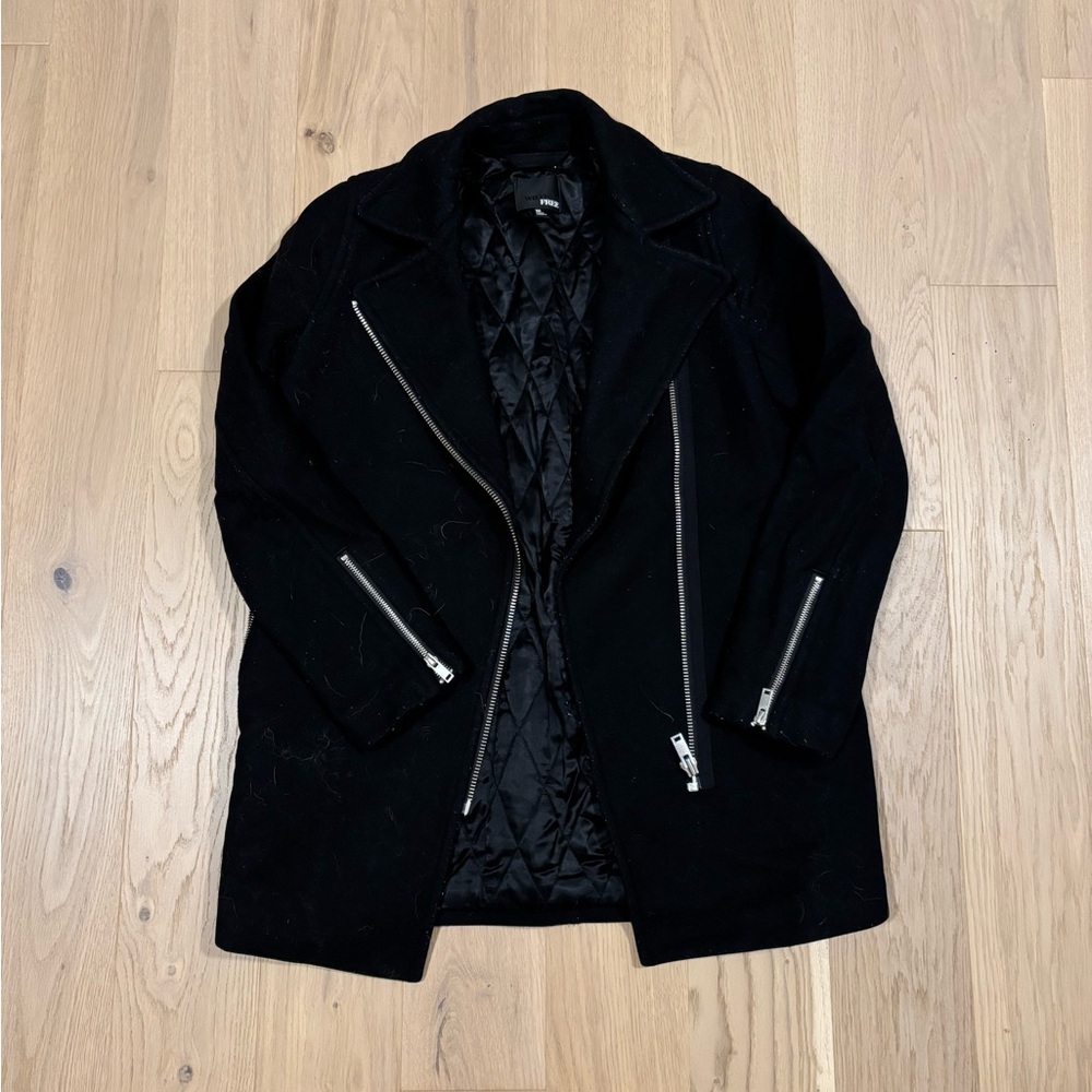 Wilfred Black Pea Coat with Zipper Details